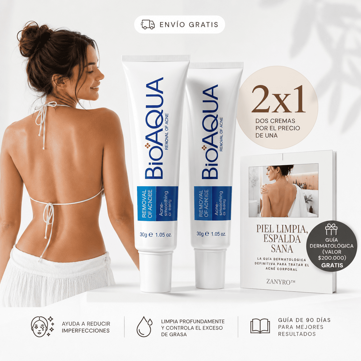 2x1 BioAqua Back Balance® La crema diseñada para combatir el acné en tu espalda